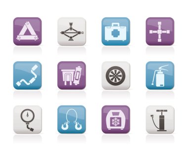 Car and transportation equipment icons clipart