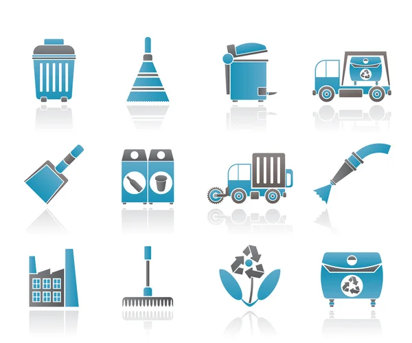 Industria delle pulizie e ambiente Icone — Vettoriale Stock