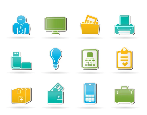 Business and office equipment icons — Stock Vector