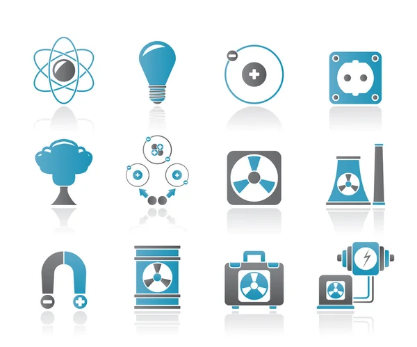 Atomic and Nuclear Energy Icons — Stock Vector
