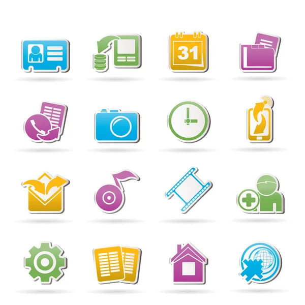 Icone del menu del telefono cellulare — Vettoriale Stock