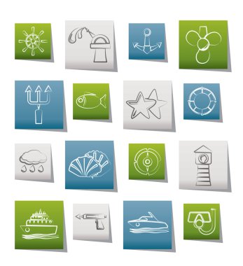 Marine and sea icons clipart