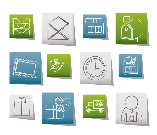 Post, correspondence and Office Icons — Stock Vector