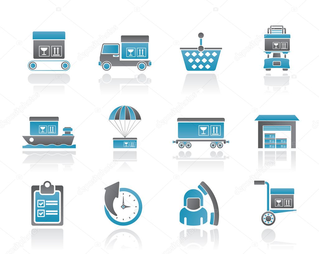 Logistic, cargo and shipping icons