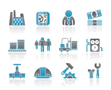 Business, factory and mill icons clipart