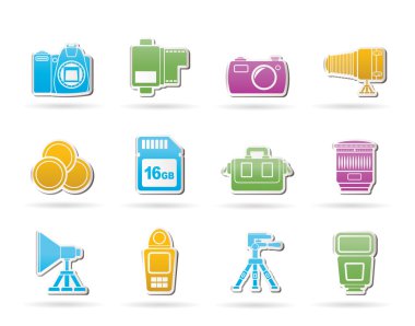 Photography equipment and tools icons clipart