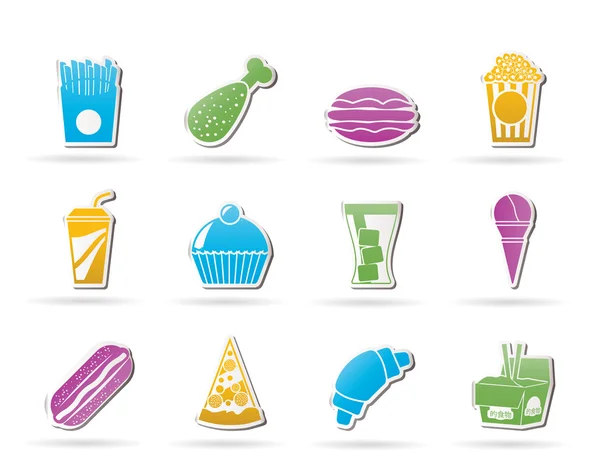 Iconos de comida rápida y bebida — Archivo Imágenes Vectoriales