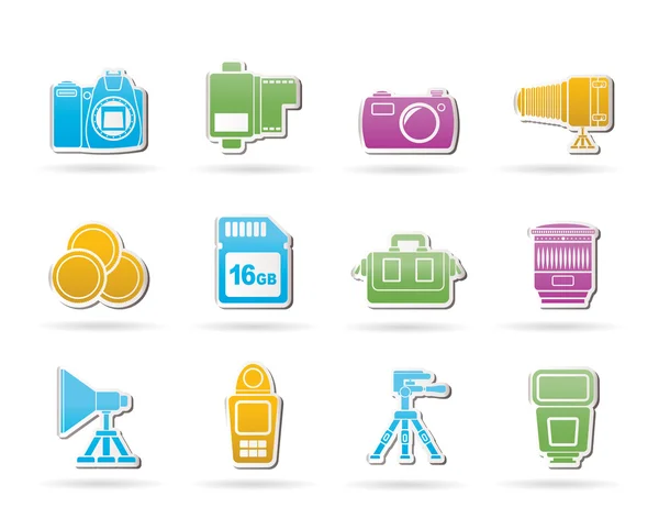 Sprzęt i narzędzia ikony fotografii — Wektor stockowy
