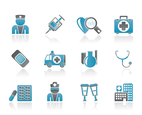 Icônes de médecine et de soins de santé — Image vectorielle