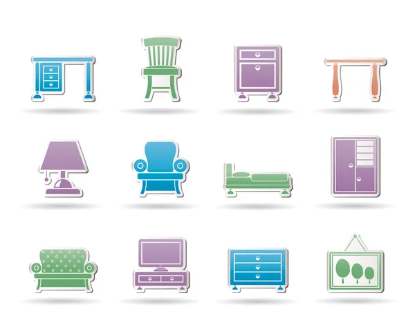 Accueil Équipement et meubles icônes — Image vectorielle