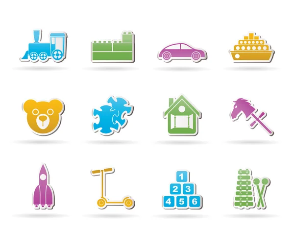 Different Kinds of Toys Icons — Stock Vector