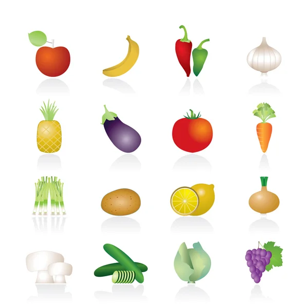 Różnego rodzaju owoców i warzyw ikony — Wektor stockowy