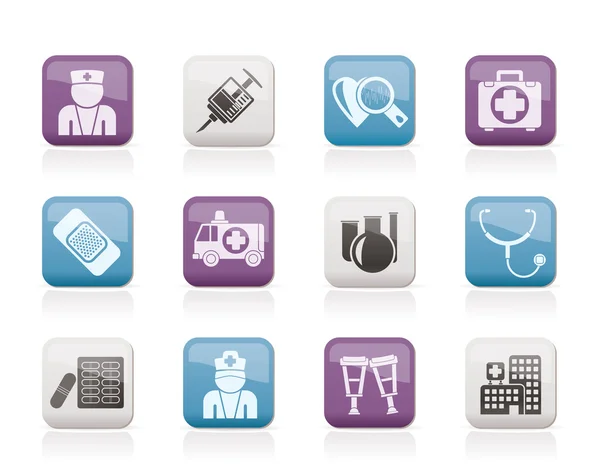 Iconen voor geneeskunde en gezondheidszorg — Stockvector