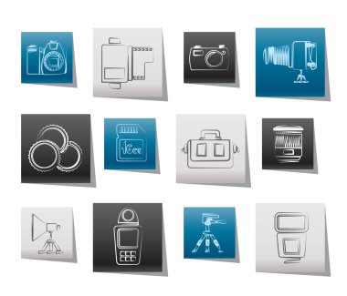 Photography equipment and tools icons clipart
