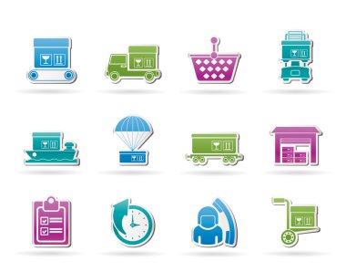 Logistic, cargo and shipping icons clipart