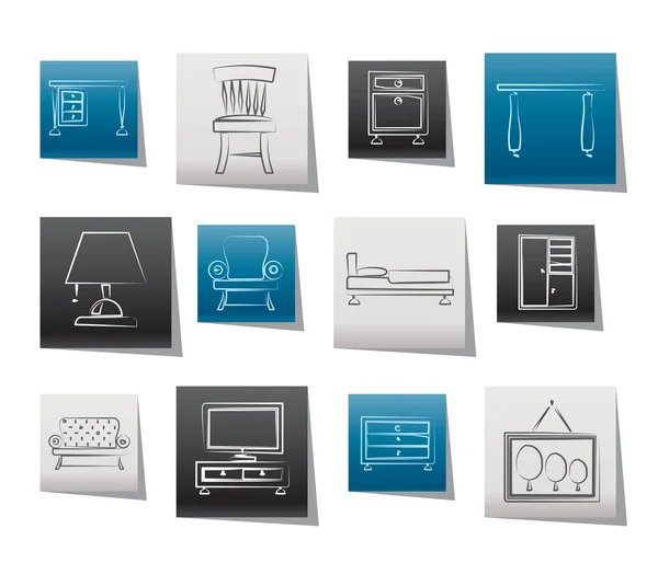 Accueil Équipement et meubles icônes — Image vectorielle