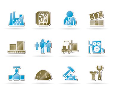 Business, factory and mill icons clipart