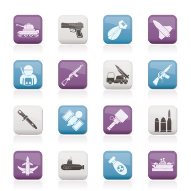 Army, weapon and arms Icons clipart