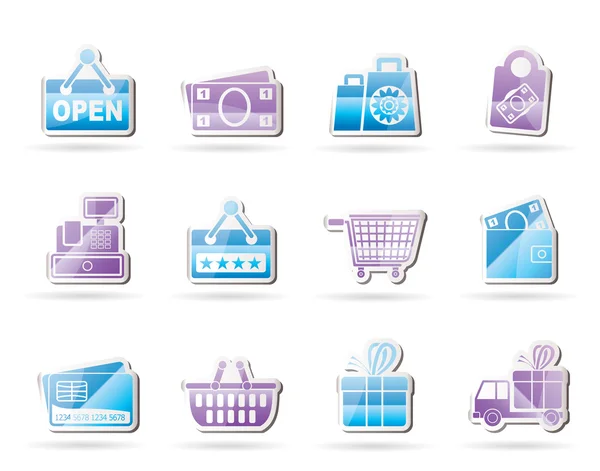 Shopping och detaljhandel ikoner — Stock vektor