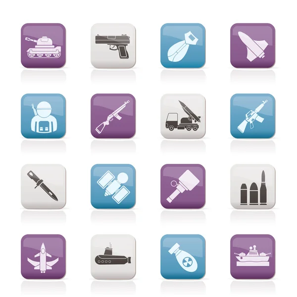 Army, weapon and arms Icons — Stock Vector