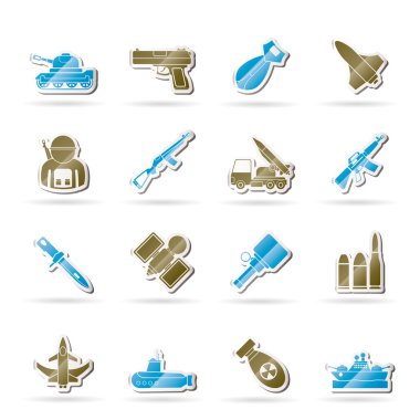 Army, weapon and arms Icons clipart