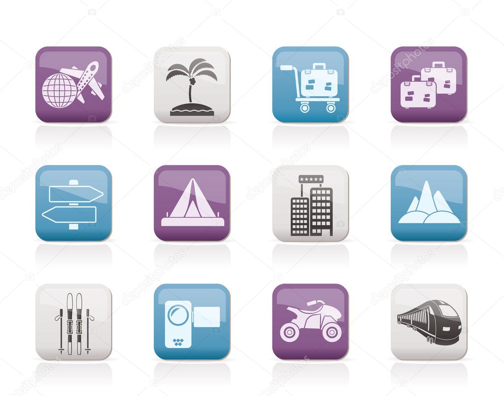 Holiday travel and transportation icons