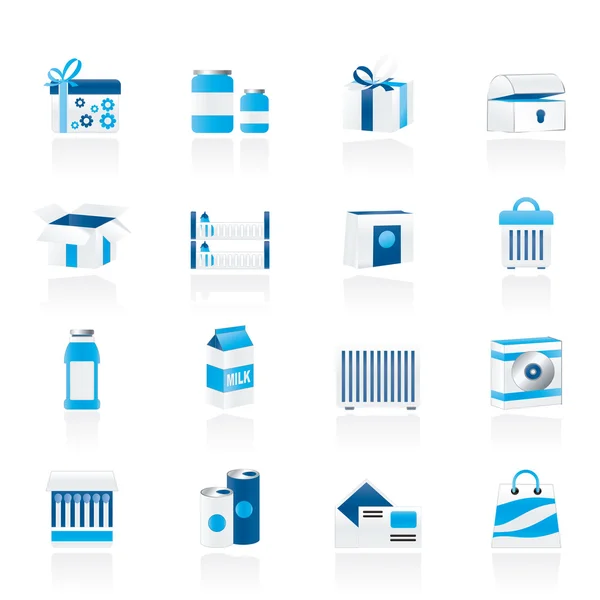 Diferentes tipos de iconos de paquete — Archivo Imágenes Vectoriales