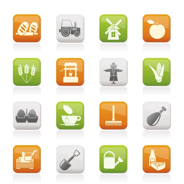 Landbouw en landbouw pictogrammen — Stockvector