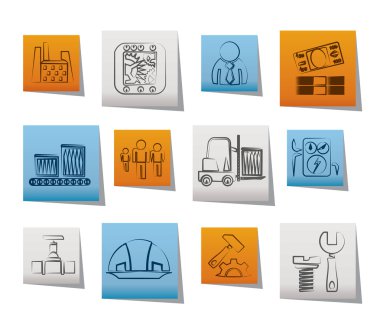 Business, factory and mill icons clipart