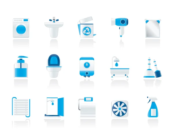 Objets et icônes de salle de bains et toilettes — Image vectorielle