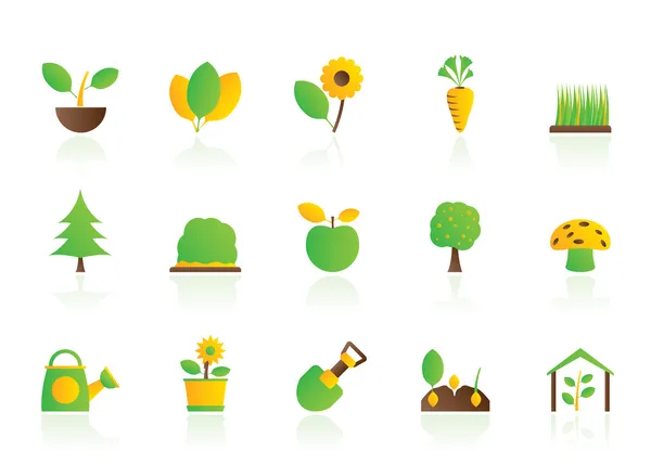 不同的植物和园艺图标 — 图库矢量图片