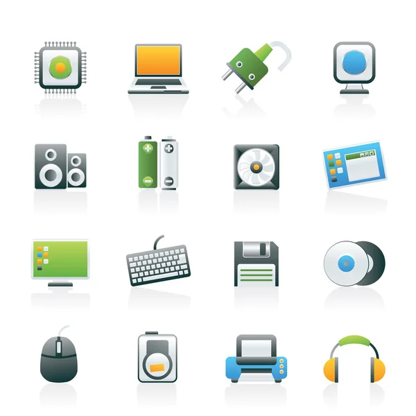 Oggetti per computer e accessori icone — Vettoriale Stock