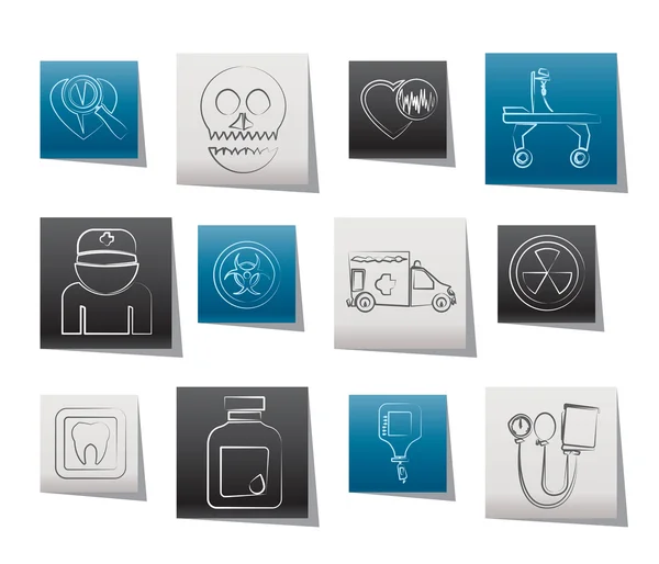 Medicine and hospital equipment icons — Stock Vector