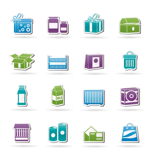 Diferentes tipos de iconos de paquete — Vector de stock