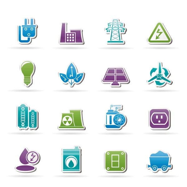 Iconos de electricidad, energía y electricidad — Vector de stock