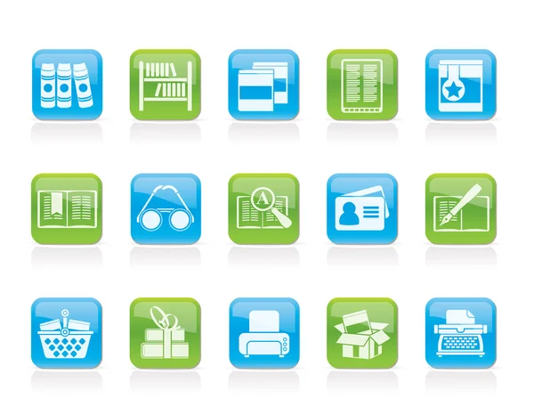 Library and books Icons — Stock Vector
