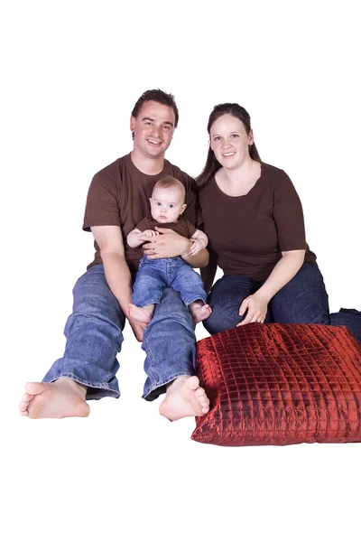 Šťastný rodinný portrét s matkou, otcem a synem — Stock fotografie