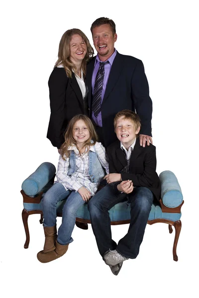 Cute Family Posing on White Background — Stock Photo, Image