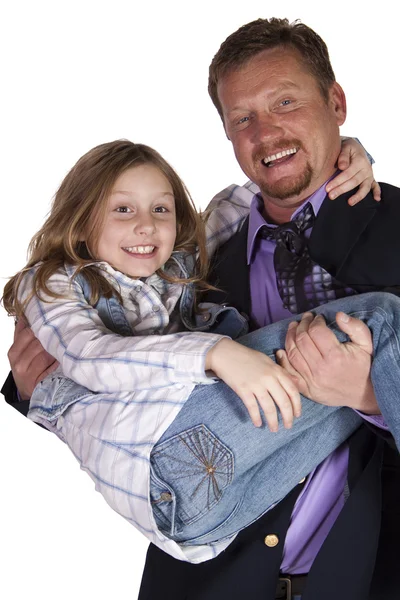 Brother, Sister and Father Goofing Around — Stock Photo, Image