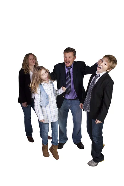 Roztomilá rodina pózuje na bílém pozadí — Stock fotografie
