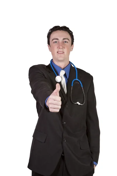 年轻的医生放弃拇指 — 图库照片