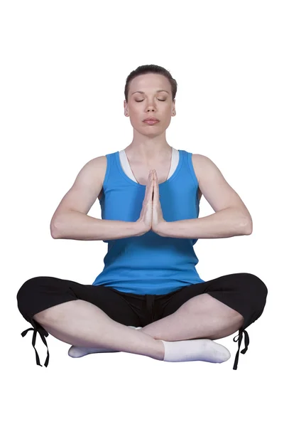 Kvinne i yogaposisjon – stockfoto