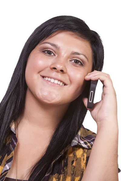 Ładny dziewczyna rozmawia przez telefon — Zdjęcie stockowe