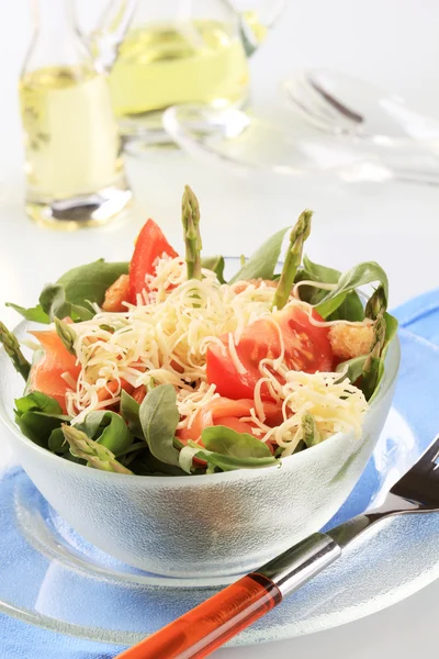 Fresh vegetable and salmon salad — Stok fotoğraf