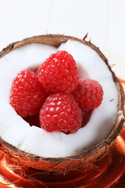 Stock image Coconut and raspberries