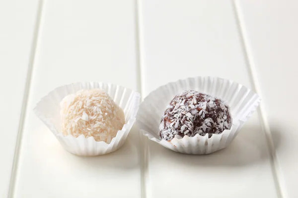 stock image Coconut-coated chocolate balls