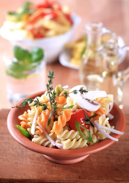 Tricolor corkscrew pasta — Stock Photo, Image