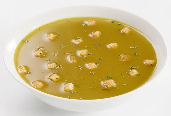 Garlic soup with croutons — Stock Photo, Image