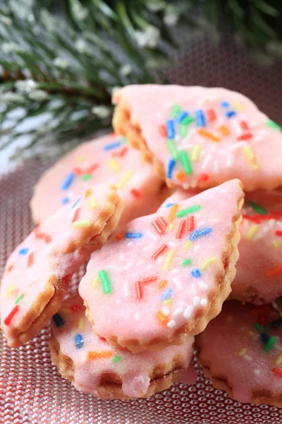 Pink frosted cookies — Stock Photo, Image