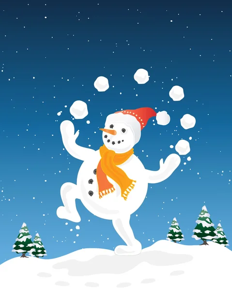 Juggling snowman — Stock Vector